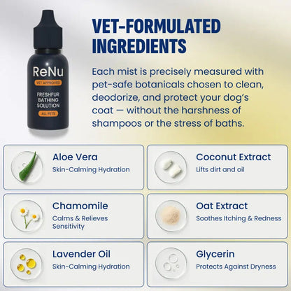 ReNu FreshFur Shower Brush + Bathing Solution